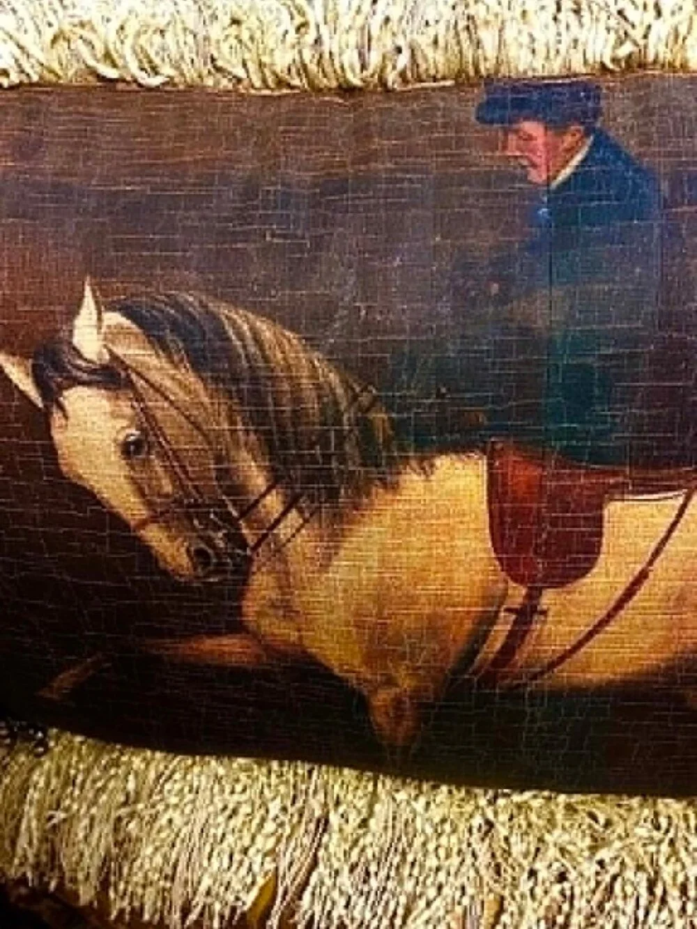 NWT ALEXANDRA'S ACCENTS Lux Tudor Equestrian Canvas Print Accent Pillow 28x18